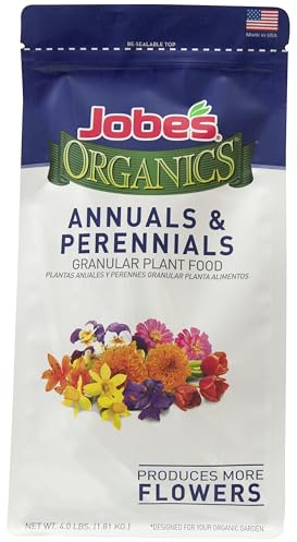 Jobe’s Organics Granular Fertilizer, Organic Fertilizer for Geraniums, Hibiscus, Daisies, and Other Perennial and Annual Plants, 4 lbs Bag
