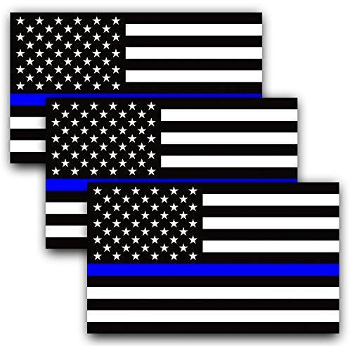 ANLEY 5 X 3 Zoll D¨¹nne Blaue Linie US-Flagge Aufkleber - Amerikanische Flagge Auto Aufkleber - Unterst¨¹tzung Polizei und Strafverfolgungsbeh?rden (3er Pack)