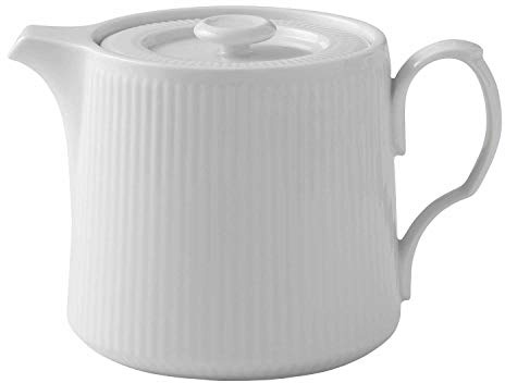 Royal Copenhagen White Fluted Teekanne aus Porzellan in der Farbe Weiß 75cl, Maße: 17cm x 11,5cm x 11,5cm, 1020509