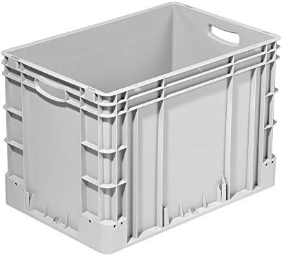 Eurobehälter 600x400x420 mm (LxBxH) | stapelbar | Wände und Boden geschlossen | Mit Handgriff | 30 Liter | aus PP-C | Premium-Qualität Made in Germany Farbe grau