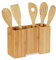 Relaxdays Küchenutensilienhalter aus Bambus, 5er Set Kochlöffel, ausziehbarer Besteckhalter HBT: 17, 17 x 25 x 10 cm, Natur