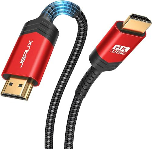 JSAUX 2.1 HDMI Cable 1.8M Ultra HD 8K@60Hz, 4K@120Hz, Supports eARC, HDR10, HDCP 2.2 & 2.3, DTS:X 3D, CEC, Compatible with PS5, PS4, PS3, Xbox, QLED TV