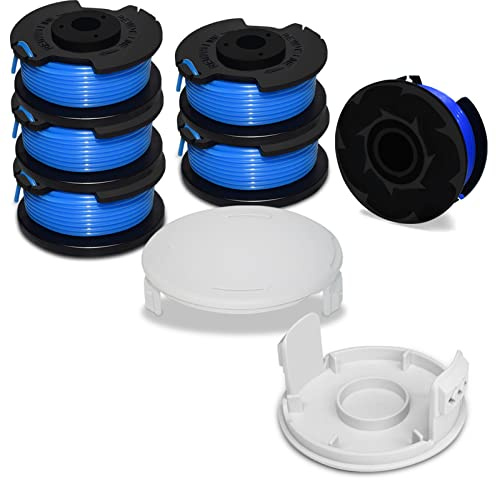 8 Bobine Fil Coupe Bordure Convient pour Ryobi One +18v 24v 40v Coupe Bordures, Ø 1,6mm, Longueur 3,4m(6 Bobine Fil Coupe Bordure, 2 Couvercle)