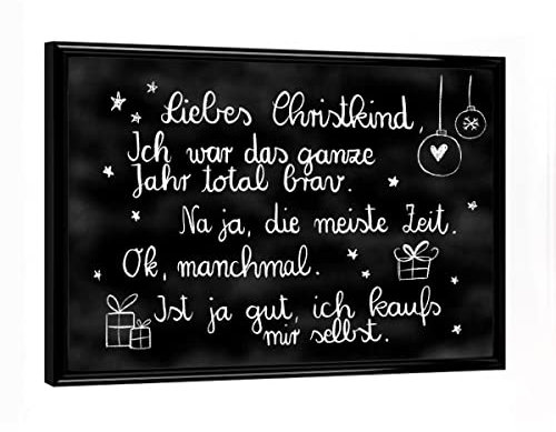 artboxONE Poster mit schwarzem Rahmen 18x13 cm Typografie Liebes Christkind - Bild Christkind Christkind Geschenke