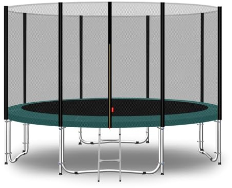 Baunsal® Trampolin Outdoor Ø 305 cm (EXD) grün als Komplettset mit Federabdeckung, Sprungmatte, Netz und Leiter - Gartentrampolin Spielzeug für Kinder
