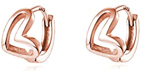 Reffeer 925 Sterling Silber Liebe Herz Creolen für Frauen - Herz Huggie Ohrringe in C-Rose Gold Plated