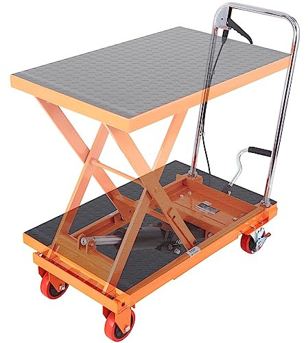 VEVOR Carrello Elevatore Idraulico, Capacità 230kg, Altezza di Sollevamento 220-720 mm, Piattaforma Elevatore Manuale a Forbice Singola con 4 Ruote Cuscinetto Antiscivolo, Carrello Idraulico a Forbice