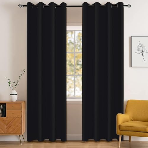 YSTELLAA Vattentätt Mörkläggningsgardin 2 Stycken, 140 X 240CM, Termiska Gardiner Med Öljetter, Ljustäta Sovrum, Ogenomskinliga Ljudisoleringsgardin, För Sovrum Och Vardagsrum, Brun