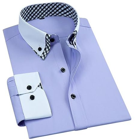 Oanviso Chemise pour Homme Chemise à Manches Longues Chemise Business Coupe Slim Chemisette Casual Chemise Habillées Repassage Facile Formelle Chemise de Mariage Classique A Violette L