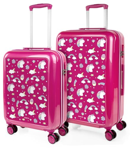 ITACA - Juego de Maletas de Viaje rígidas con Ruedas 360 y Cierre Seguro para Cabina y facturación y Candado de Combinación, Fucsia