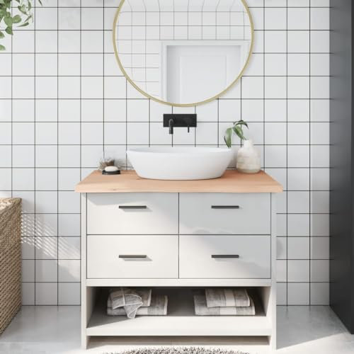Gecheer Piano per lavabo, ripiano per armadio, scrivania, bagno, console per lavabo, pannello in legno per lavabo da appoggio, mobili da bagno, bordo dell'albero, 100 x 50 x 4 cm