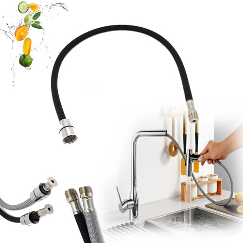 Flexibler geflochtener Schlauch F1/2 M15*1, Edelstahl-geflochtener Wasserhahn, flexibles Schlauchrohr for Heiß- und Kaltwasserhahn, herausziehbarer Wasserhahnschlauch for Küchenspüle, Badezimmerwaschb