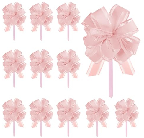 ChauLanBow 12 Stück Geschenkschleife Groß, Geschenkschleife zum Basteln und Verpacken, Schleife, Dekoschleifen für Weihnachten, Hochzeit, Geburtstag, Urlaubs Party (Rosa-12 Stück)