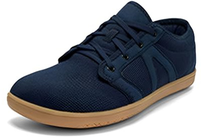 Treer Wide Barefoot Shoes for Men, Unisex Wide Toe Box Walking Trainers for Outdoor Trail Running Gym Minimalist Casual Zero Drop Shoes, Lightweight Breathable, Simple Style Navy Blue