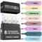 OfficeTree 8x Textmarker mit Sprüchen - Pastell Farben - inkl. Aufbewahrungsbox - motivierende und lustige Textmarker Büro Uni Schule - Textmarker lustig als Geschenkidee - lustige Bürostifte