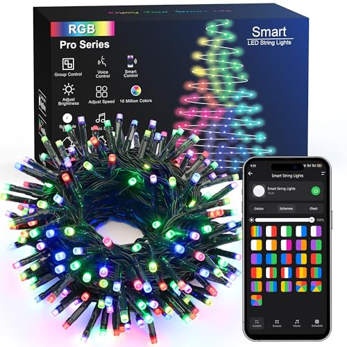 BrizLabs Smart Valentinstag Lichterkette Außen, 20M 200 LED Weihnachtsbaum Lichterkette Innen mit 16 Millionen RGB Farben Weihnachten Deko Lichter, APP-Steuerung, Kompatibel mit Alexa für Garten