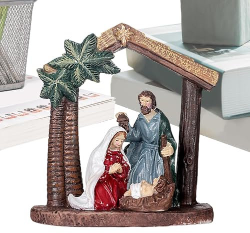 Scene da tavolo per presepe, presepe,Stalla Decorazione natalizia Presepe | Presepe Sacra Famiglia, Statuine del Presepe, Presepe di Natale da mensola da tavolo