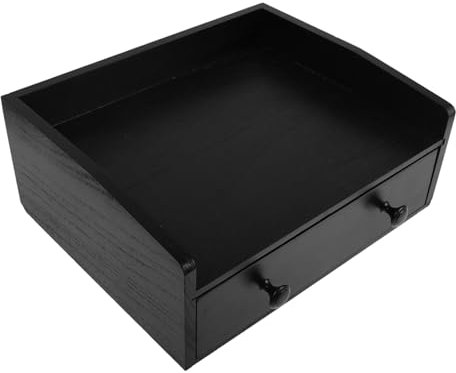 Caja de almacenamiento de madera para bolsas de té y cápsulas de café para encimera de cocina, armario de madera negra con múltiples compartimentos para nización de estación de café.