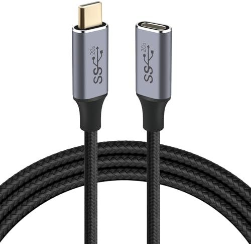 AXFEE USB Extension Cable 0.5 M,Cable de Extensión Usb C 3.2 Gen 2 20gbps/100W/Vídeo 4K@60Hz,100W USB Tipo C Macho a Hembra Carga Cable Extensión,Compatible con iPhone 16/iPhone 15/Samsung Galaxy S23