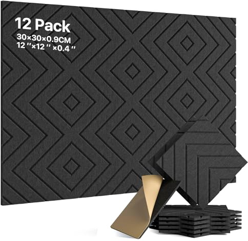 Soundsbay Paneles Acústicos Autoadhesivos Espiga 12 Piezas Negro 30x30x0.9cm