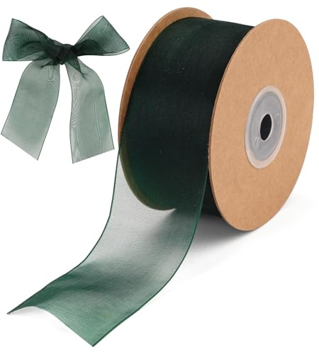 Fyrdm 22m x 38mm Geschenkband Grün, Geschenkband Breit Stoff | Grünes Geschenk Seidenband, Schleifenband Dunkelgrün, Schleifenbands Breit, für Geschenkverpackungen, Blumensträuße