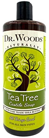 Dr. Woods Pure Tea Tree Castile Soap with Organic Shea Butter, 32 Ounce