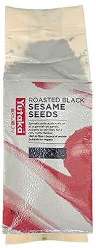 Yutaka - Roasted Black Sesame Seeds, 1kg - Ready-to-Eat, Nutty Flavour, Vegan-Friendly - Source of Protein - Perfect for Sushi, Salads, Stir-Fries and Baking