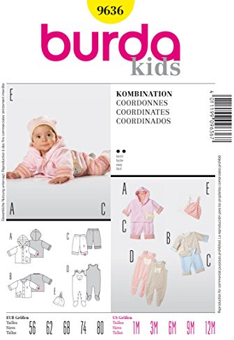 burda Schnittmuster Babys Jacke, Hose, Strampler 9636 Gr. 56-80