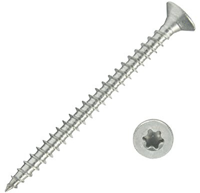 100 Spanplattenschrauben 4,0x50 Edelstahl A2 V2A VA Torx Vollgewinde Holz | Edelstahlschrauben Spanplattenschrauben mit Senkkopf, Holzschrauben, Holzbauschraube, Universalschrauben mit verstärktem Kopf