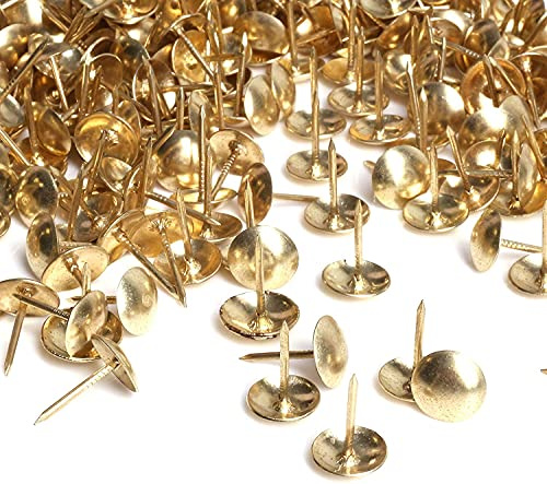 Merriway BH05877 (100 Pcs) Upholstery Nail, 15 mm (5/8 Inch) Brass Plated - Pack of 100 Pieces