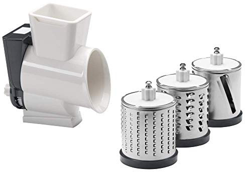 Lurch Grattugia a Tamburo Grigio/Bianco, 3 Tamburi Intercambiabili, Lame Acciaio Inossidabile, Adatta alla Lavastoviglie