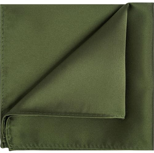 KissTies Olive Green Pocket Square Mens Satin Handkerchief + Gift Box