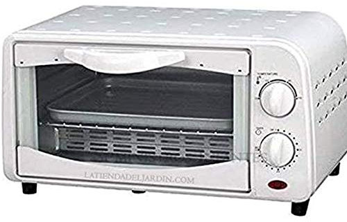 Suinga Forno elettrico tostapane 800 W, 9 litri, in acciaio inox, bianco, temperatura regolabile 100 C-230 °C. Forno pizza con dimensioni 358 x 195 x 280 mm.