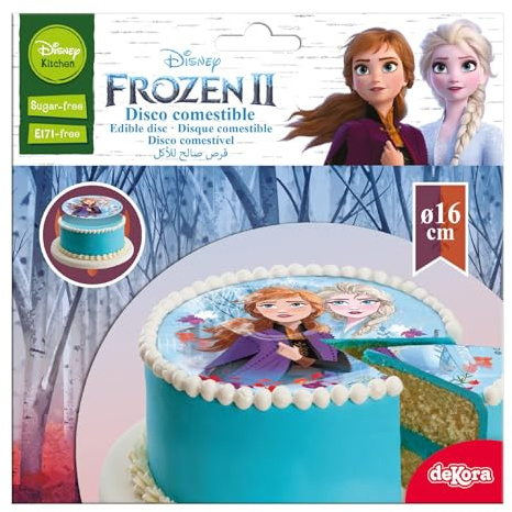 Dekora - Disney Die Eiskönigin Tortenaufleger aus zuckerfreiem Esspapier - 16 cm