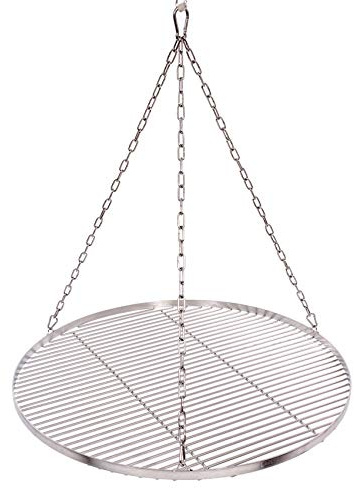 Massives Grillrost Ø 100 cm mit Kette Edelstahl 6 mm Grillstabdicke Stababstand 14 mm für Schwenkgrill BBQ Dreibein