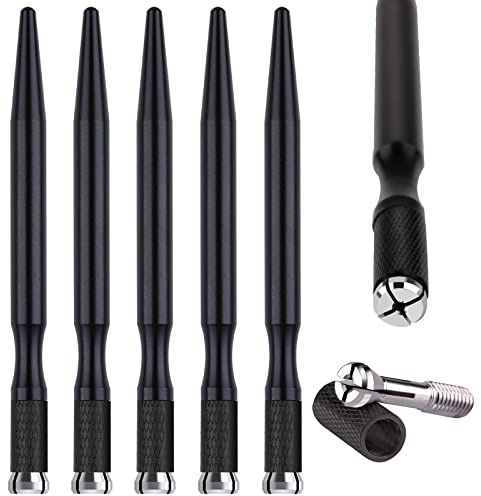 Microblading Pens 5 Piece Light Manual Tattoo Eyebrow Pens For Permanent Makeup Supplies Durable Aluminum Pen With Lock-Pin Tech Tattoo Microblading Pen（Black）