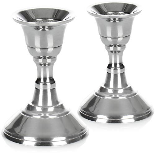 COM-FOUR® 2X Chandeliers au Design élégant pour Une Table de fête - Chandelier Classique pour Mariages, Anniversaires - Chandelier en métal pour Table de Noël - Porte-lumière (8.5cm - Rond)