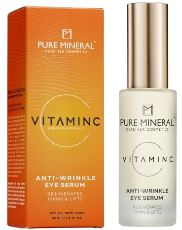 Pure Mineral - Anti-Falten Augenserum mit Vitamin C und Mineralien aus dem Toten Meer - Straffend und Glättend - Ohne Silikone, Sulfate, Parabene - 30ml