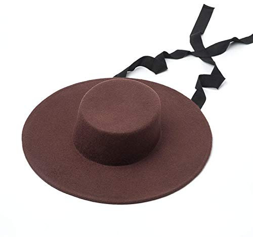 Sonnenhut Strohhut Hut Damen Breitkrempenhut Mit Flachem Boden Strohhuthut Damen Herrenband Spitzenhut Mode Wollhut Damen Outdoorhut-Kaffee