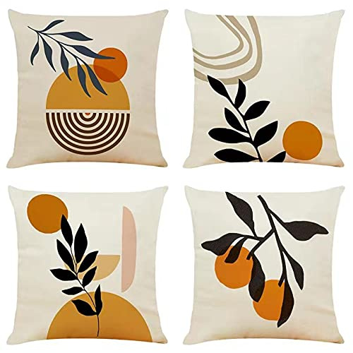 OYIMUA 4er Set Kissenbezug 40x40 Orange Dekokissen Sofakissen | Boho Kissenbezüge Outdoor Kissen Wetterfest Zierkissen Quadratische Sofakissen Kissenhülle,Wohnzimmer Deko
