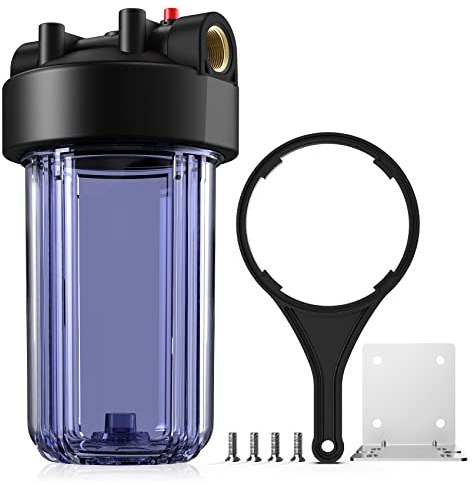 SimPure Wasserfiltergehäuse für das ganze Haus 10 Zoll, passend für 4,5 x 20 Zoll Kartusche, Wasserfilter für brunnenwasser, 1” BSP Auslass/Einlass, DB10C