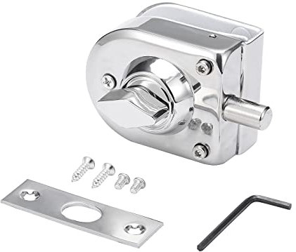 Serratura per porta in vetro senza cornice in acciaio inossidabile 304,blocco a pavimento,chiavistello a terra,serratura di sicurezza,senza fori,adatta per vetro da 10-12mm,finitura cromata lucida