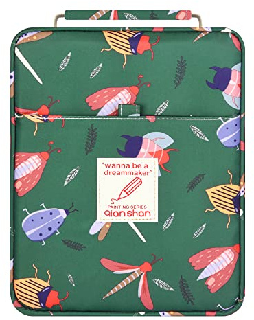 Pencil Case Holder Slot - Holds 202 Colored Pencils or 136 Gel Pens with Zipper Closure - Large Capacity Polyester Pen Organizer for Watercolor Pens or Markers - Perfect for Artist Green Dragonfly