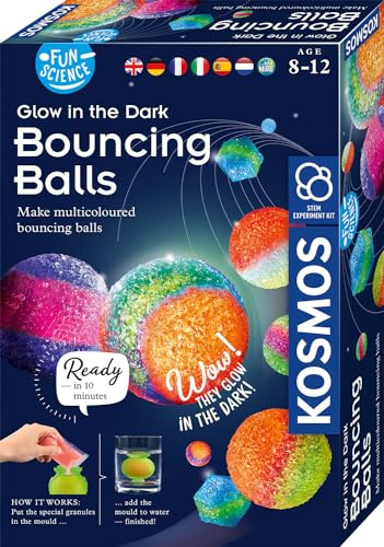 KOSMOS 617165 Fun Science Palla rimbalzante che si illumina al buio, crea 20 palline colorate, set sperimentale per principianti: scatola sperimentale, istruzioni multilingue