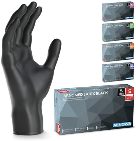 1000x ARNOMED® Einweghandschuhe puderfrei S, Latexhandschuhe Schwarz | Handschuhe Latex Einweg, Putzhandschuhe, Latex Handschuhe, Einmalhandschuhe / Einweg-Handschuhe in XS, S, M, L & XL