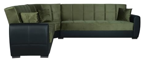 Dmora Schlafsofa mit Matias Ottomane 305x238 cm Schwarz Stauraum