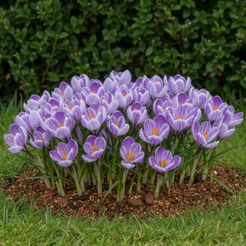 Botanische Krokusse Zwiebeln Winterhart Mehrjährig - King of Striped | 50 exklusive Blumenzwiebeln, Echte Pflanzen aus Holland, für Garten und Topf (kein Samen, nicht künstlich)