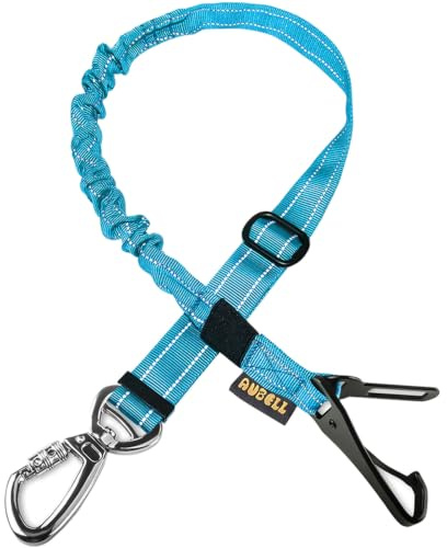 AUBELL Dog Seat Belts for Cars UK,3-in-1 Bungee Dog Car Harness,Blue | Adjustable Reflective Heavy Duty Nylon Dog Car Seatbelt Tether with Clip Hook Latch & Buckle, Swivel Zinc Alloy Carabiner
