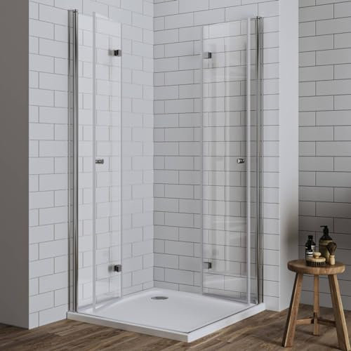 LUXESPIRE Duschkabine 90x120cm Eckeinstieg mit 180° faltbarer Tür Duschtür Falttür Duschabtrennung Duschwand 6mm ESG Sicherheitsglas Eckdushe Höhe 185cm
