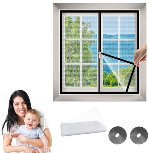 Mosquitera de 90 x 100 cm (ancho x alto) para ventana, mosquitera de malla para insectos, con cintas de gancho autoadhesivas